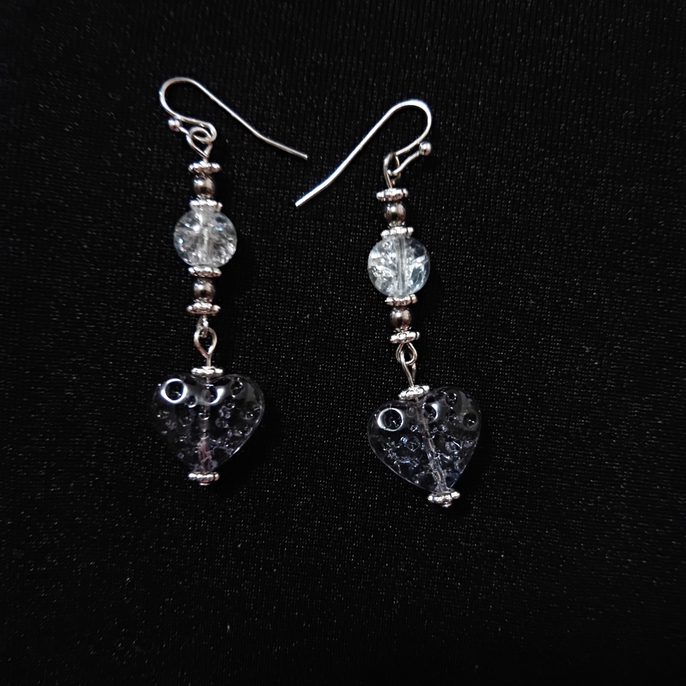 Elegant Silver Heart Drop Earrings